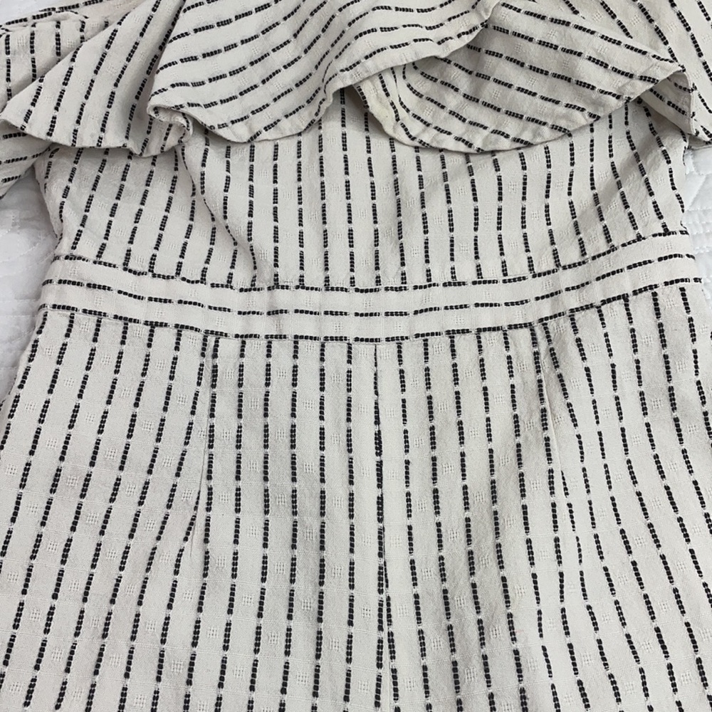 AMUR Cream Striped Ruffle Romper - Picture 6 of 15